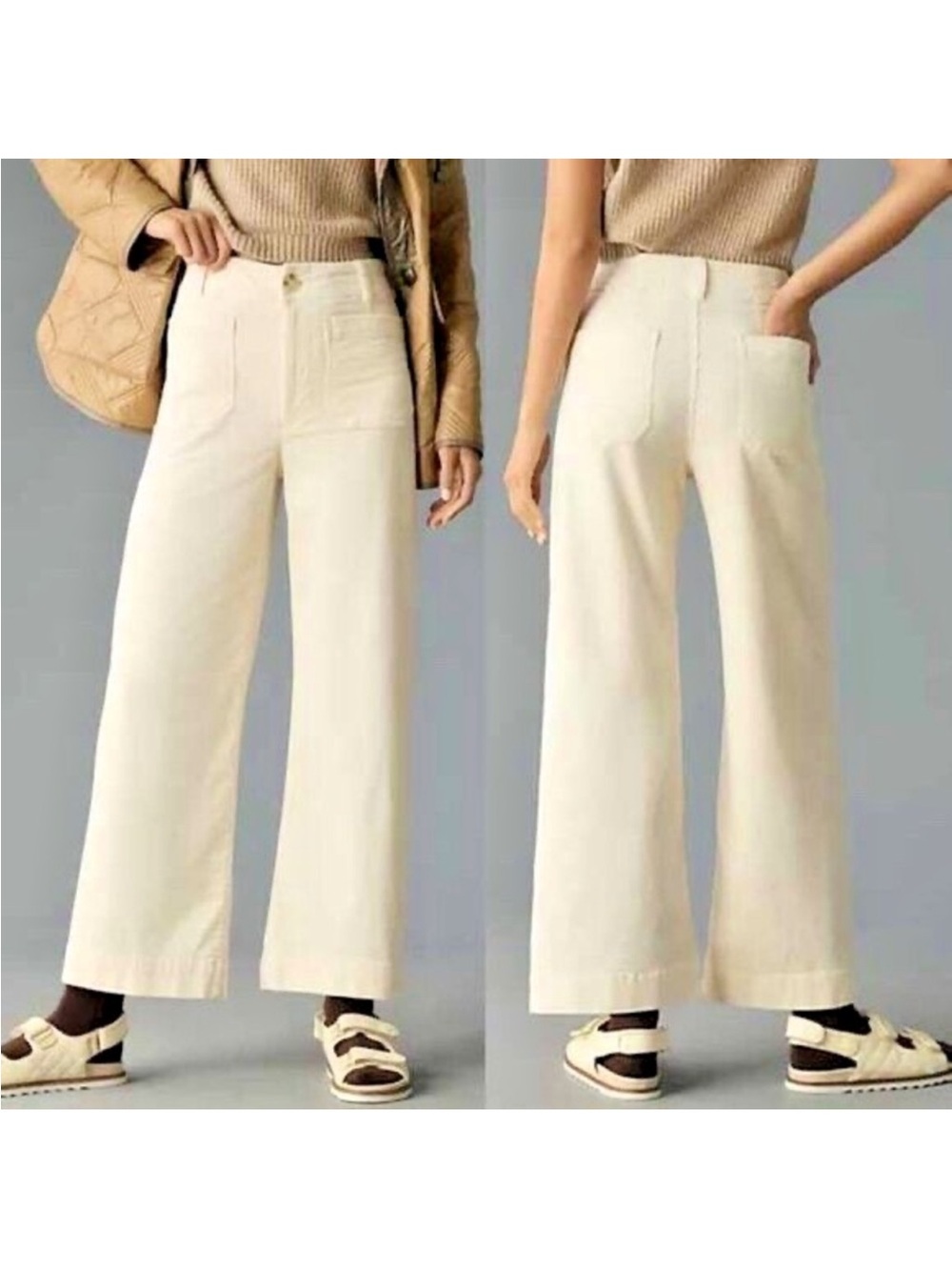 Anthropologie Maeve Colette wide leg crop corduroy pant 33